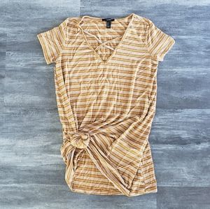 Mustard Gold Striped F21 Oversized Short Sleeve
